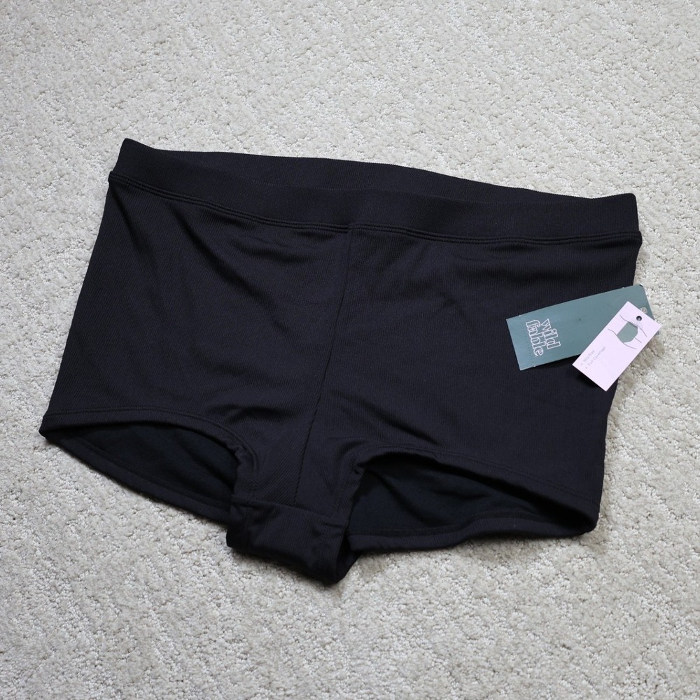 Wild Fable Womens Ribbed Mid Rise Full Coverage Bikini Bottoms Black X 14/16
